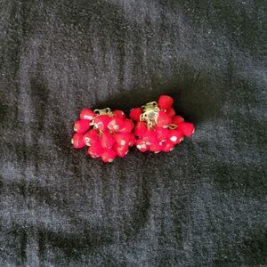 Red Cluster Clip-On Earrings